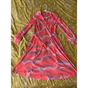 1970s coral and mint dress